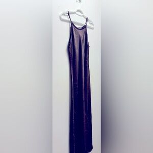 Labels Spaghetti Strap Maxi Dress Deep Purple Satiny Juniors Size 7 Used